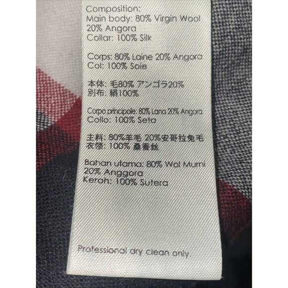 3.1 PHILLIP LIM Poncho Sweater Size 8 Wool Blend Plaid Black White Red - Picture 9 of 11